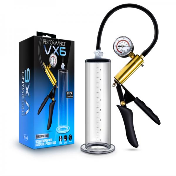 Performance - Vx6 Vacuum Penis Pump With Brass Pistol & Pressure Gauge - Clear