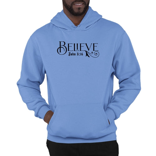 Mens Graphic Hoodie Believe John 3:16 Black Illustration