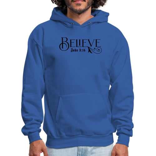 Mens Graphic Hoodie Believe John 3:16 Black Illustration