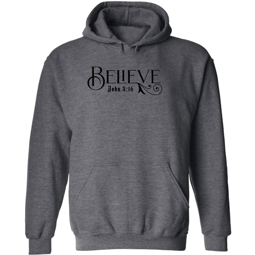 Mens Graphic Hoodie Believe John 3:16 Black Illustration
