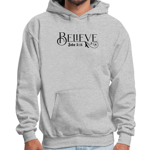 Mens Graphic Hoodie Believe John 3:16 Black Illustration