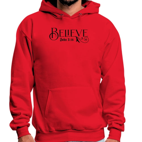Mens Graphic Hoodie Believe John 3:16 Black Illustration