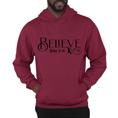 Mens Graphic Hoodie Believe John 3:16 Black Illustration