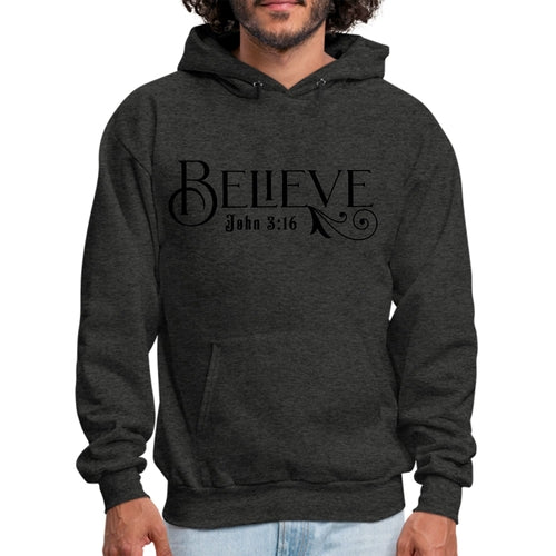 Mens Graphic Hoodie Believe John 3:16 Black Illustration