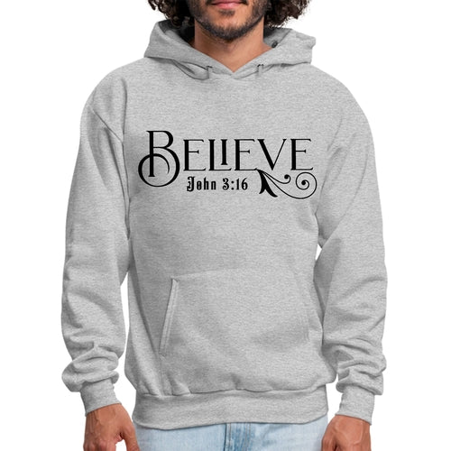 Mens Graphic Hoodie Believe John 3:16 Black Illustration