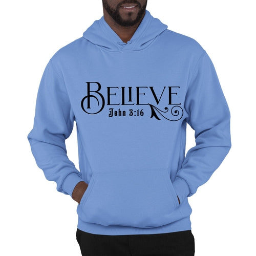 Mens Graphic Hoodie Believe John 3:16 Black Illustration