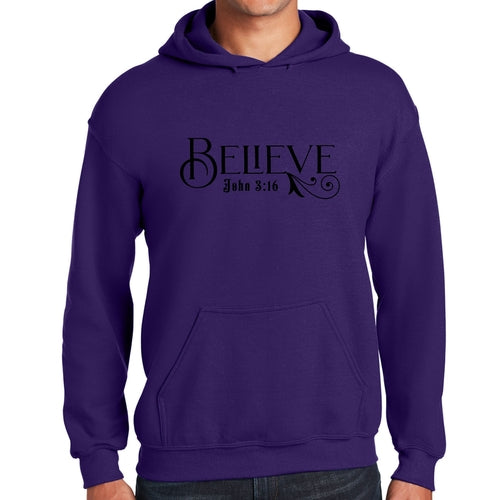 Mens Graphic Hoodie Believe John 3:16 Black Illustration