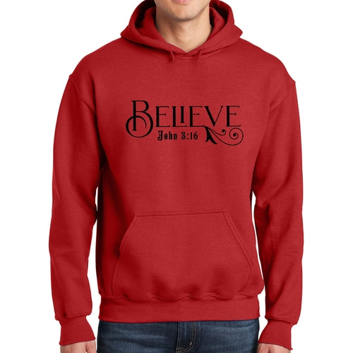 Mens Graphic Hoodie Believe John 3:16 Black Illustration