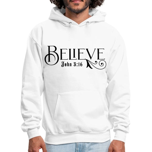 Mens Graphic Hoodie Believe John 3:16 Black Illustration