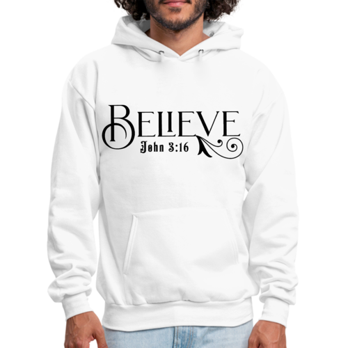Mens Graphic Hoodie Believe John 3:16 Black Illustration