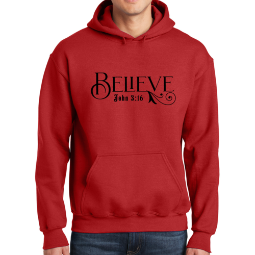 Mens Graphic Hoodie Believe John 3:16 Black Illustration