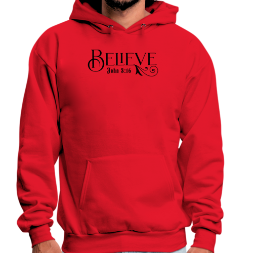 Mens Graphic Hoodie Believe John 3:16 Black Illustration