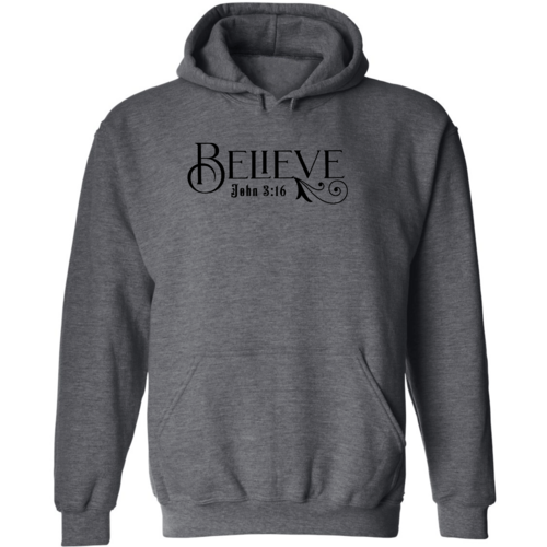 Mens Graphic Hoodie Believe John 3:16 Black Illustration