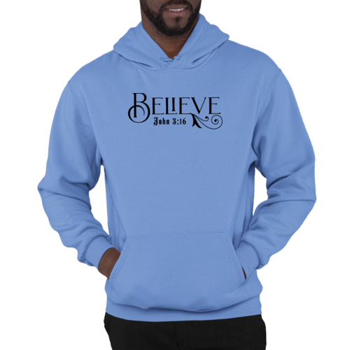 Mens Graphic Hoodie Believe John 3:16 Black Illustration