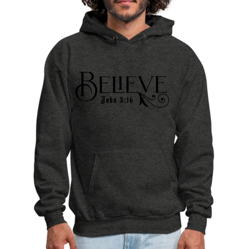 Mens Graphic Hoodie Believe John 3:16 Black Illustration