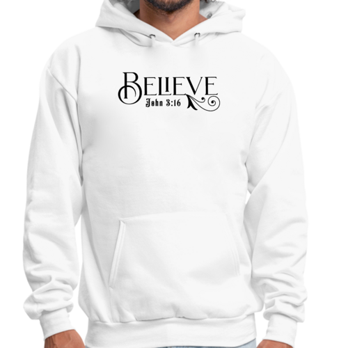 Mens Graphic Hoodie Believe John 3:16 Black Illustration