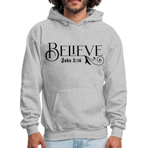Mens Graphic Hoodie Believe John 3:16 Black Illustration