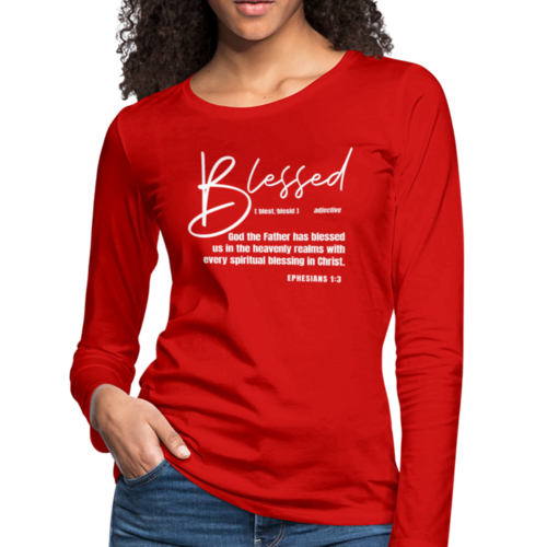 Womens Long Sleeve Tee - Blessed with Every Spiritual Blessing Print