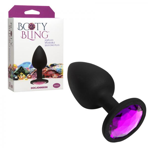 Booty Bling Small Black Plug Pink Stone