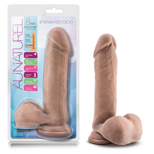 Au Naturel 8 inches Sensa Feel Dildo Latin Tan